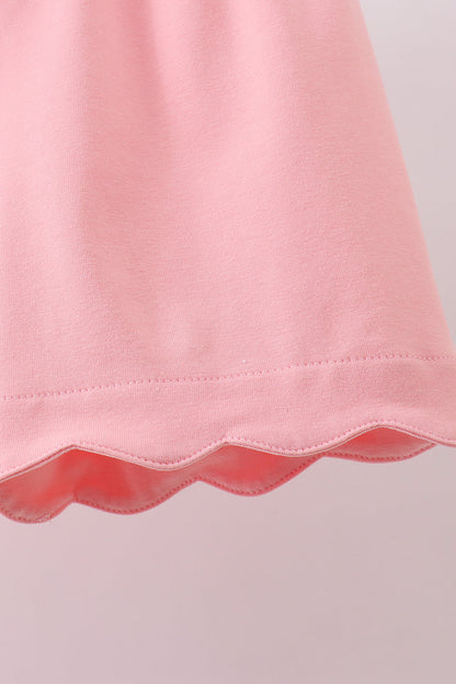 Pink bunny applique ruffle shorts set