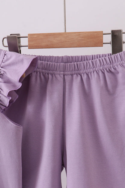 Purple bunny applique ruffle shorts set - Cloudling Kids Clothing