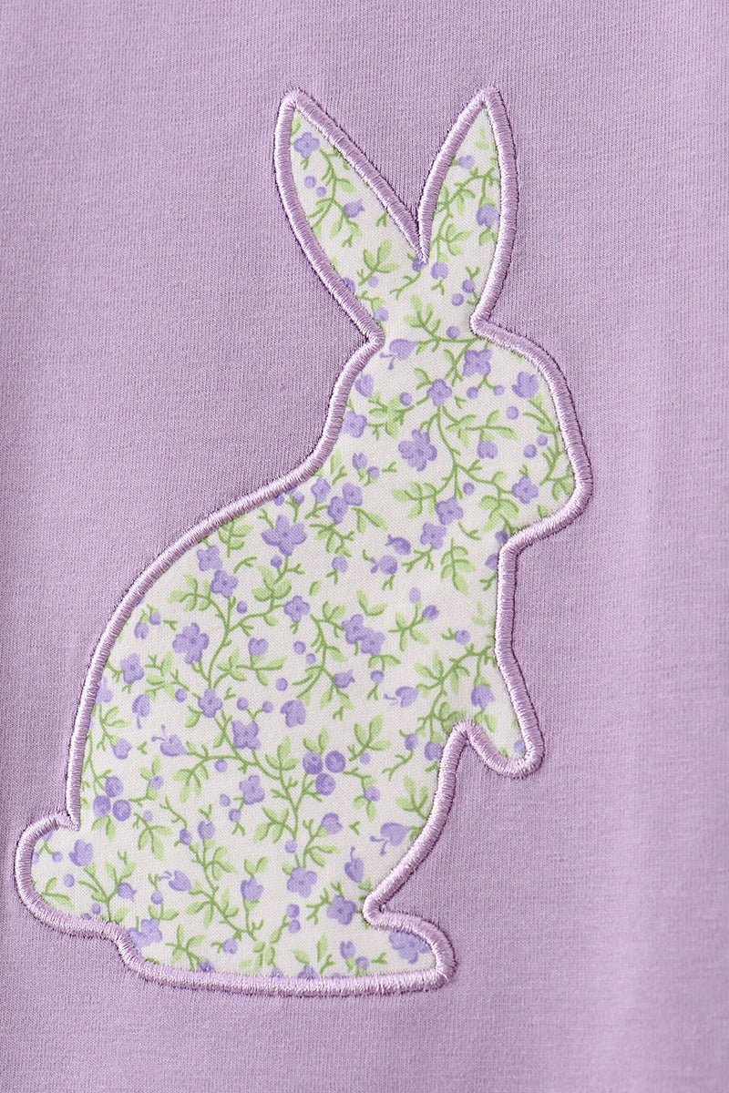 Purple bunny applique ruffle shorts set - Cloudling Kids Clothing