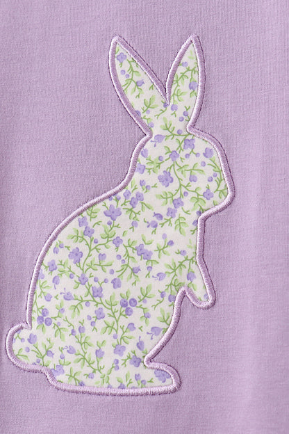 Purple bunny applique ruffle shorts set - Cloudling Kids Clothing