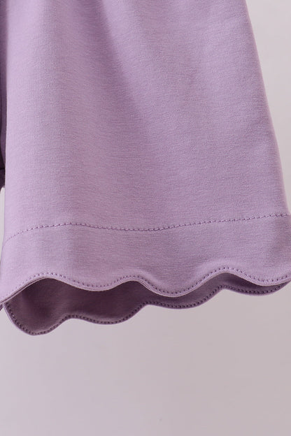 Purple bunny applique ruffle shorts set - Cloudling Kids Clothing