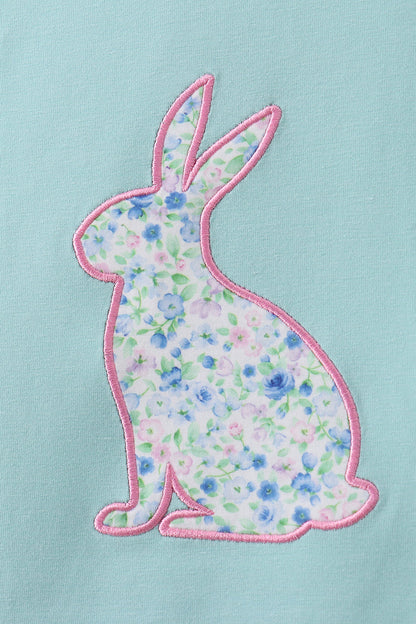 Green bunny applique dress
