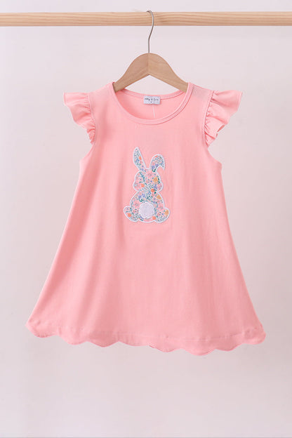 Pink bunny applique ruffle dress