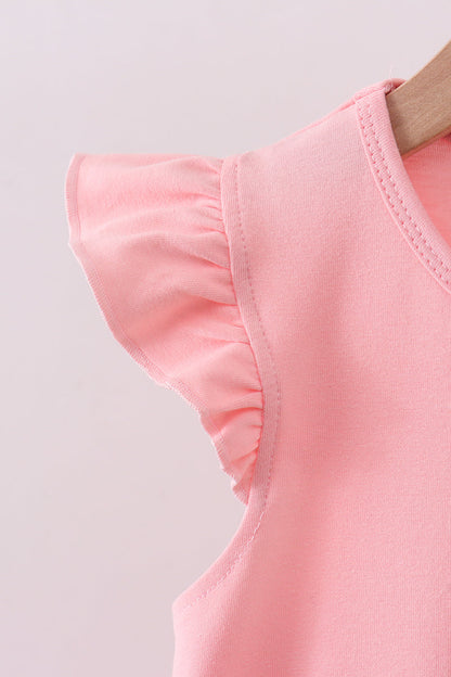 Pink bunny applique ruffle dress