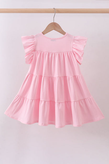 Pink cross sequin tiered dress