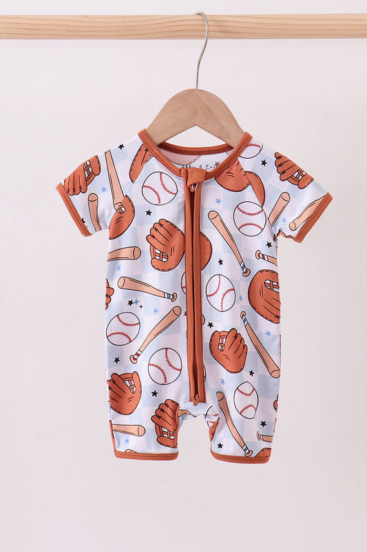 Baseball bamboo romper - Cloudling Kids Clothing