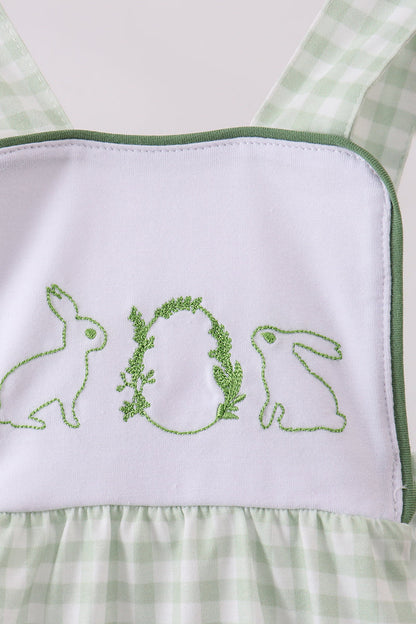 Bunny embroidery gingham bubble - Cloudling Kids Clothing