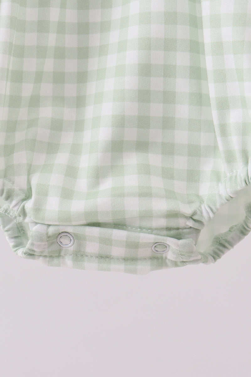 Bunny embroidery gingham bubble - Cloudling Kids Clothing