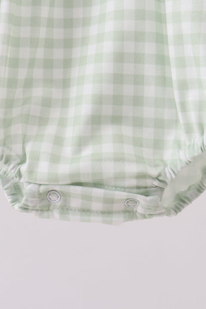 Bunny embroidery gingham bubble - Cloudling Kids Clothing