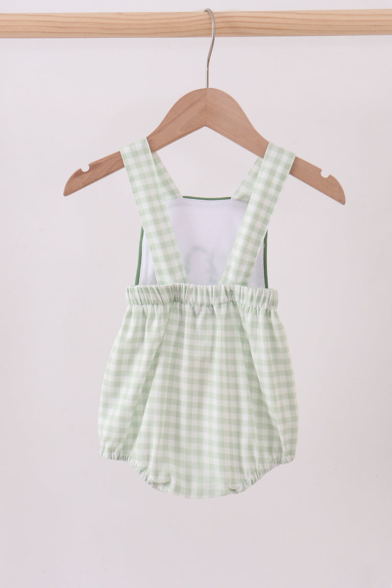 Bunny embroidery gingham bubble - Cloudling Kids Clothing