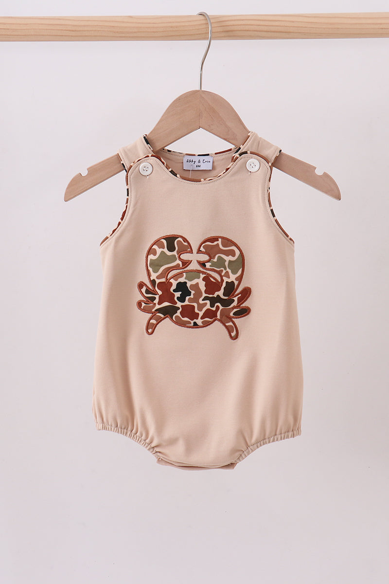 Camouflage crab applique bubble - Cloudling Kids Clothing