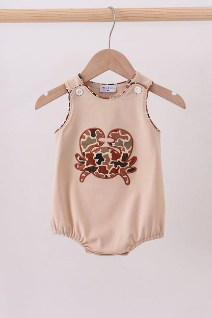Camouflage crab applique bubble - Cloudling Kids Clothing