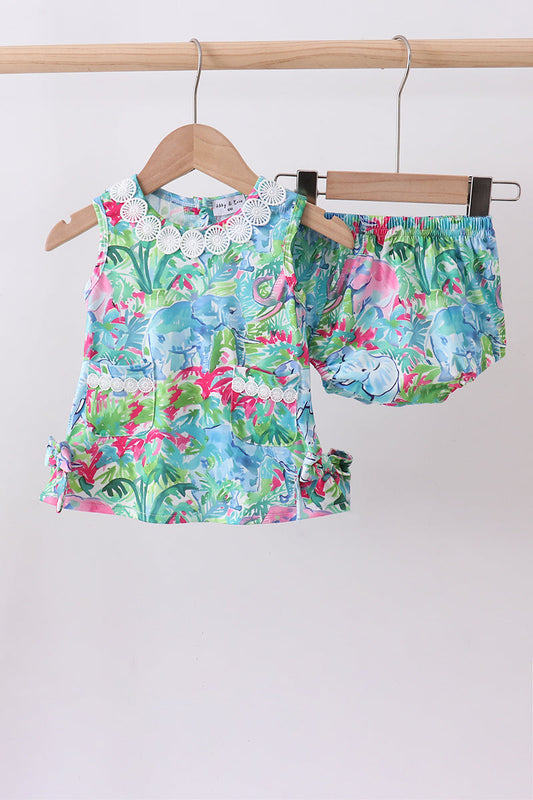 Green tropical garden bow bloomer set