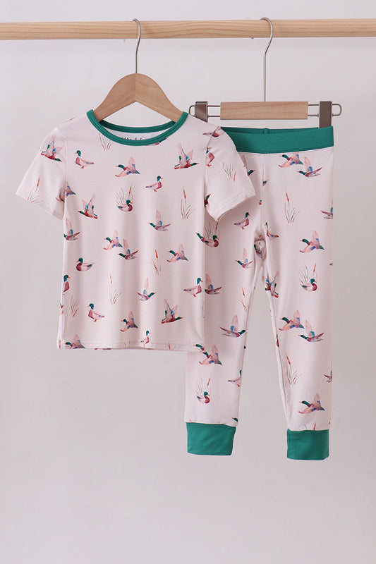 Green duck bamboo pajama set - Cloudling Kids Clothing