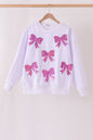 White bow sequin mom&me sweatshirt