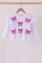 White bow sequin mom&me sweatshirt
