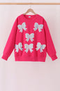 Magenta bow sequin mom&me sweatshirt