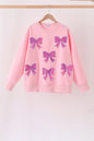 Pink bow sequin mom&me sweatshirt