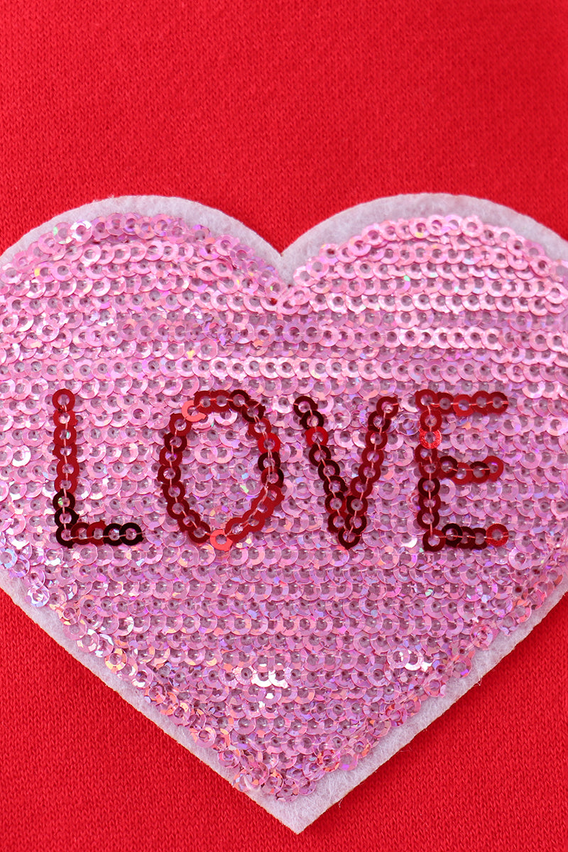 Red heart love smile sequin fleece mom&me sweatshrit - Cloudling Kids Clothing