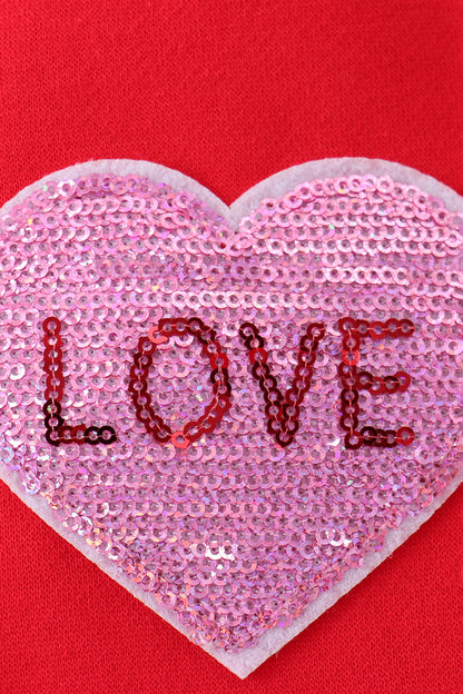 Red heart love smile sequin fleece mom&me sweatshrit - Cloudling Kids Clothing