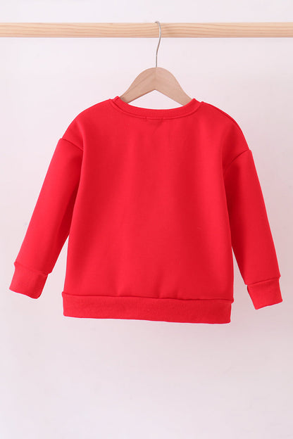 Red heart love smile sequin fleece mom&me sweatshrit - Cloudling Kids Clothing