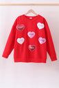 Red heart love smile sequin fleece mom&me sweatshrit - Cloudling Kids Clothing