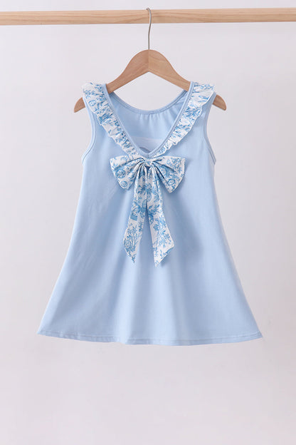 Blue bunny applique ruffle dress - Cloudling Kids Clothing