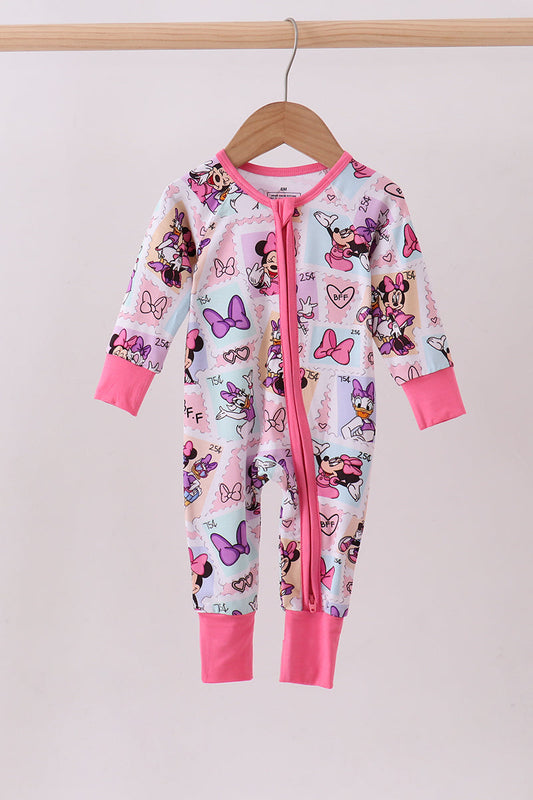 Pink character bamboo romper - Cloudling Kids Clothing