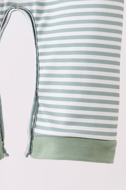 Gray stripe puppy french knot romper