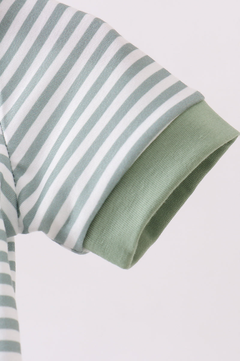 Gray stripe puppy french knot romper