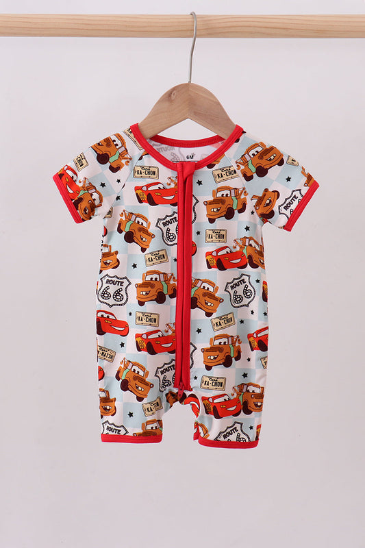 Red character bamboo romper - Cloudling Kids Clothing