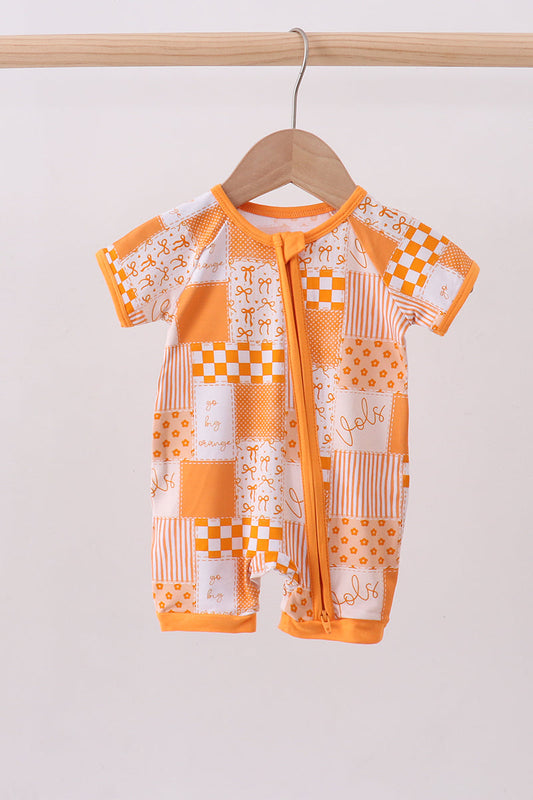 Tennessee floral checkered bamboo romper - Cloudling Kids Clothing