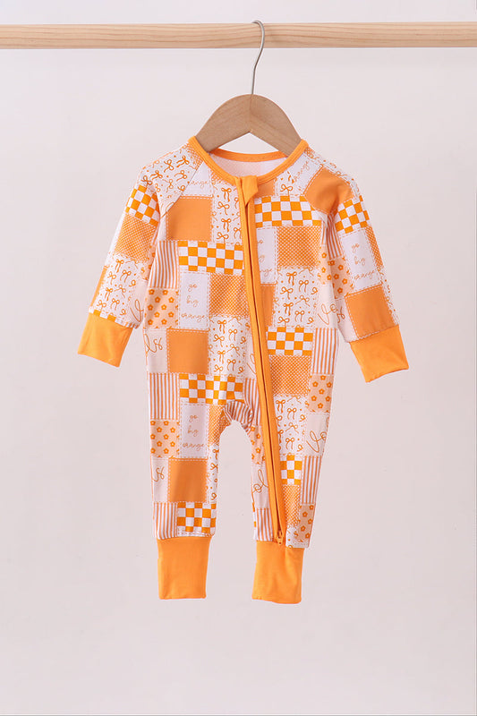 Tennessee floral checkered long sleeve bamboo romper - Cloudling Kids Clothing