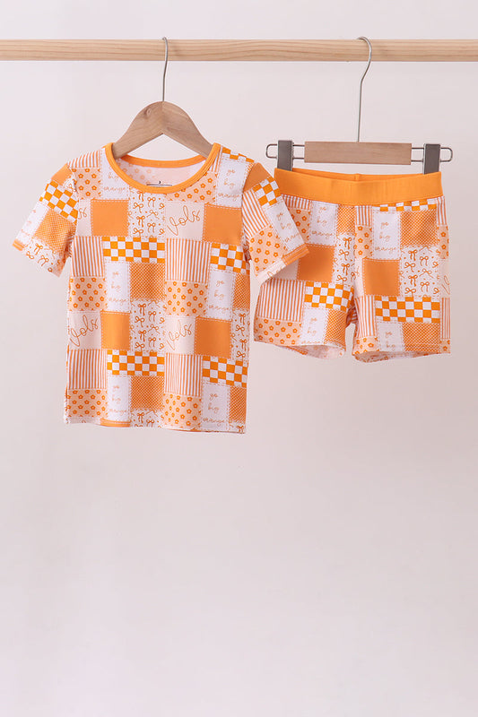 Tennessee floral checkered bamboo pajama set - Cloudling Kids Clothing