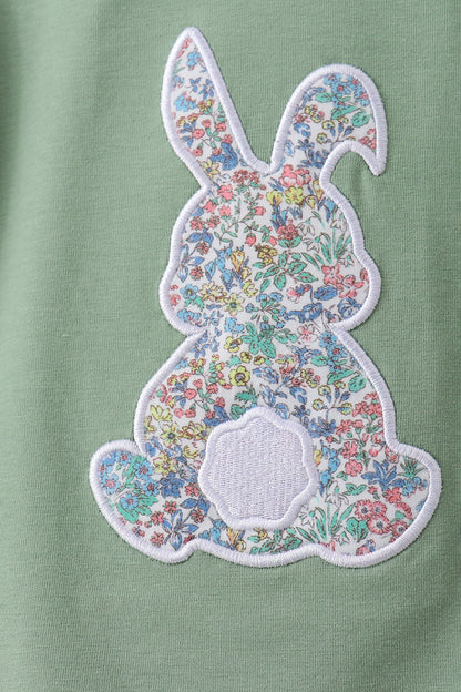 Sage floral bunny applique skorts set