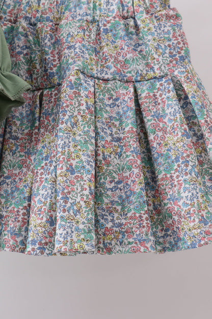 Sage floral bunny applique skorts set
