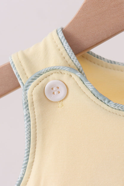 Yellow plaid bunny applique bubble - Cloudling Kids Clothing