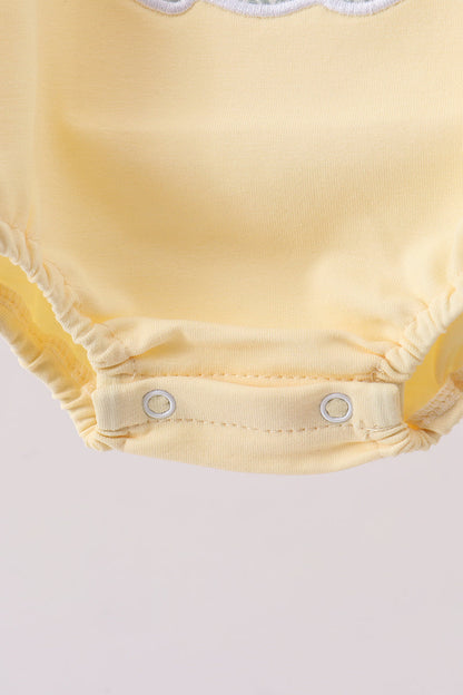 Yellow plaid bunny applique bubble - Cloudling Kids Clothing
