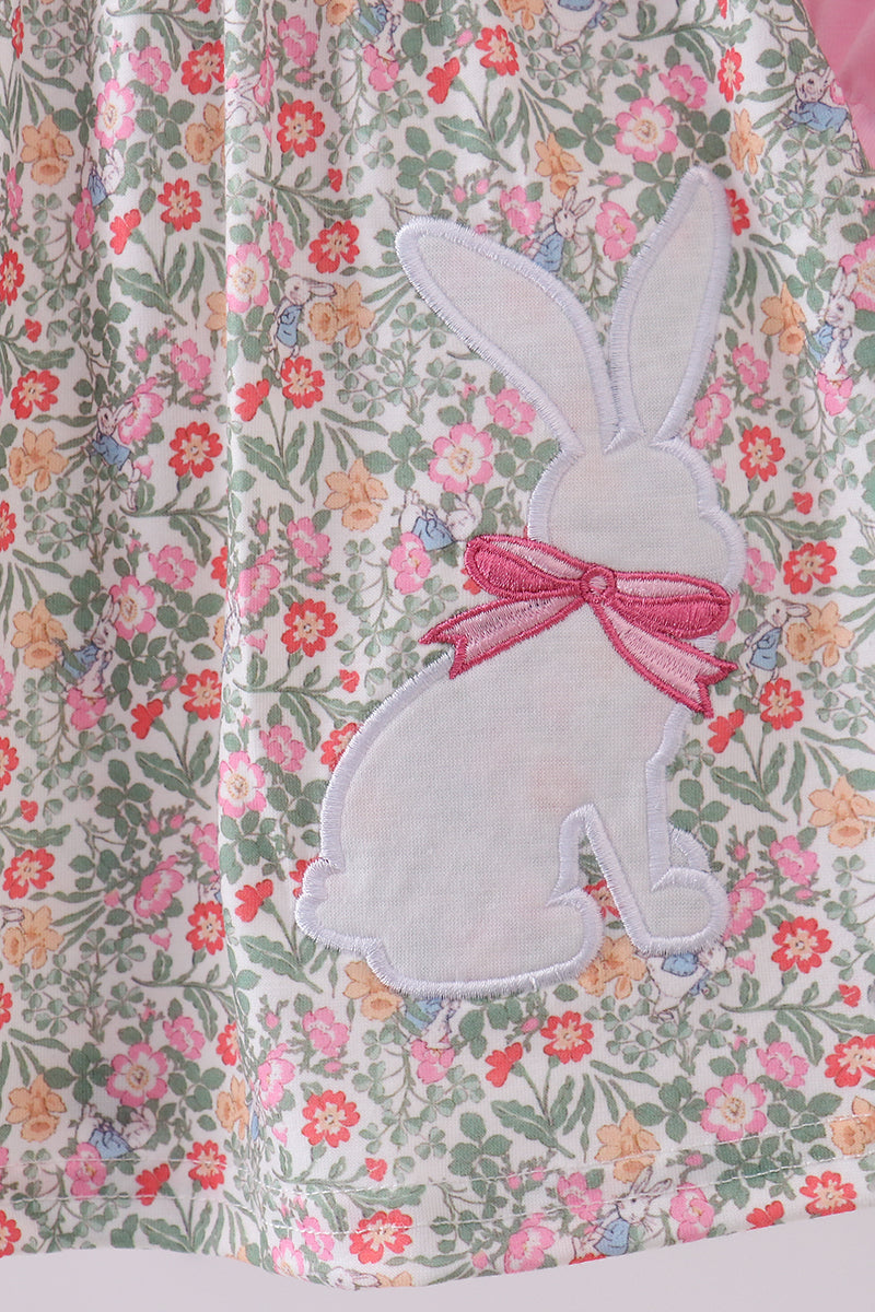 Floral bunny applique ruffle bloomer set - Cloudling Kids Clothing