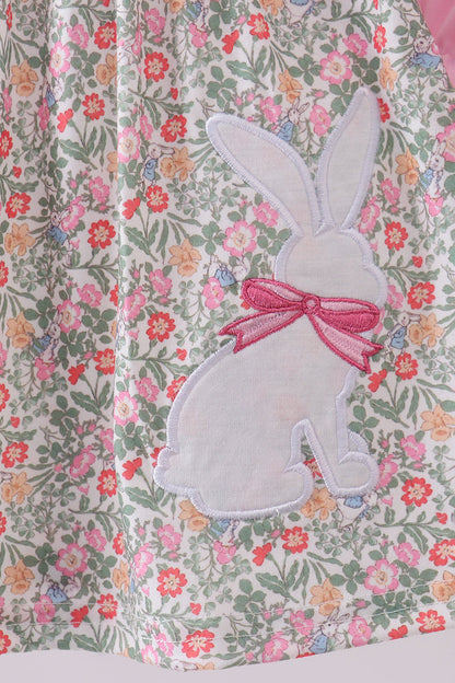 Floral bunny applique ruffle bloomer set - Cloudling Kids Clothing