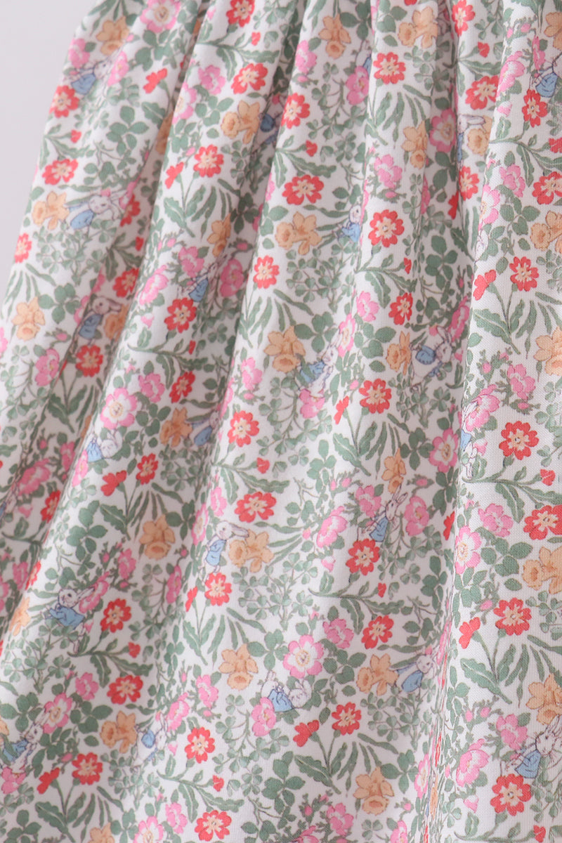 Floral bunny applique ruffle dress - Cloudling Kids Clothing