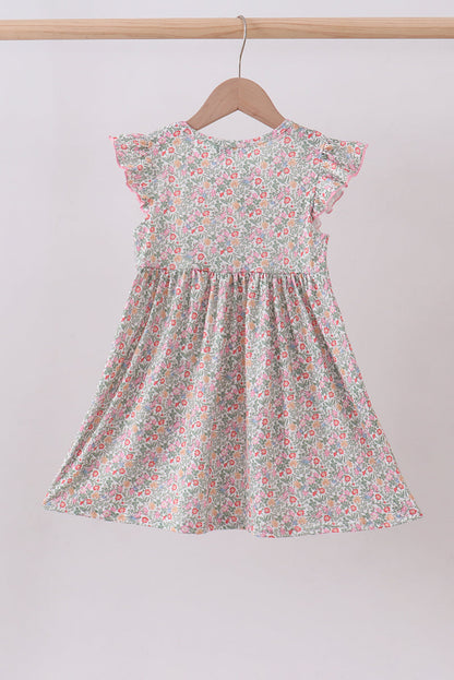 Floral bunny applique ruffle dress - Cloudling Kids Clothing
