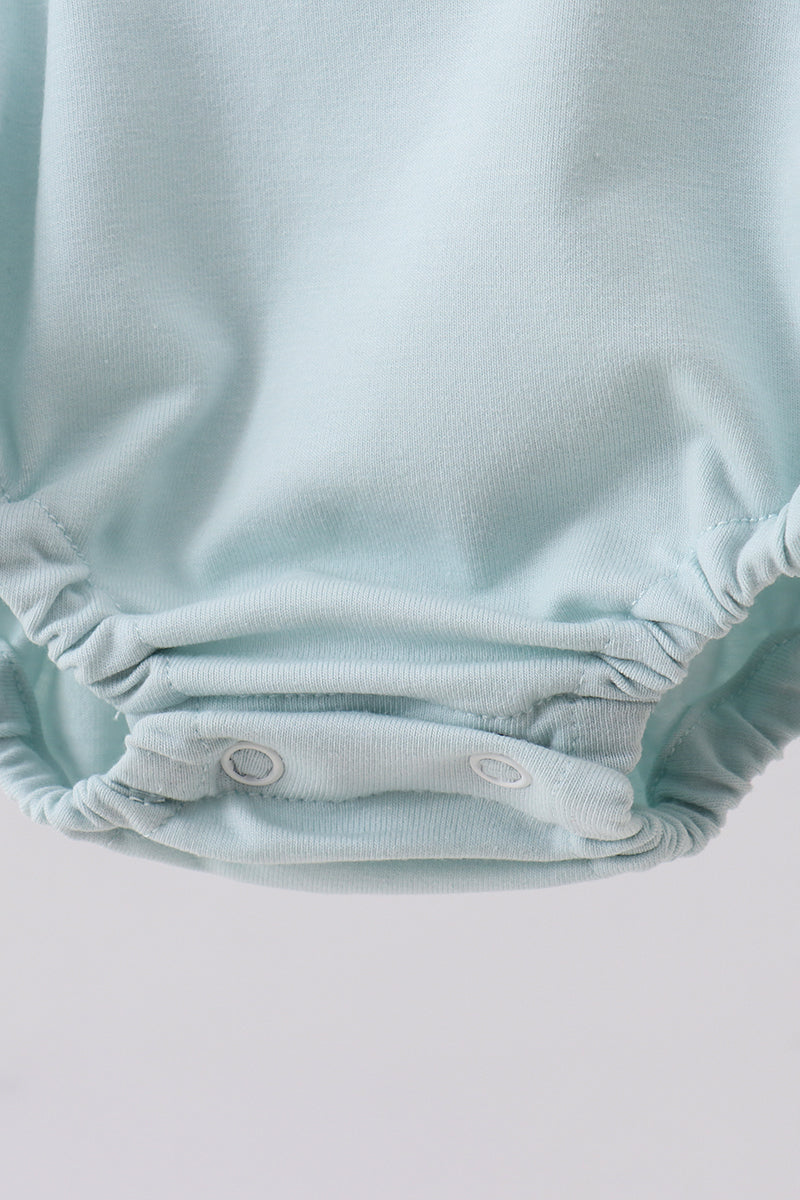 Blue stripe bunny applique bubble - Cloudling Kids Clothing