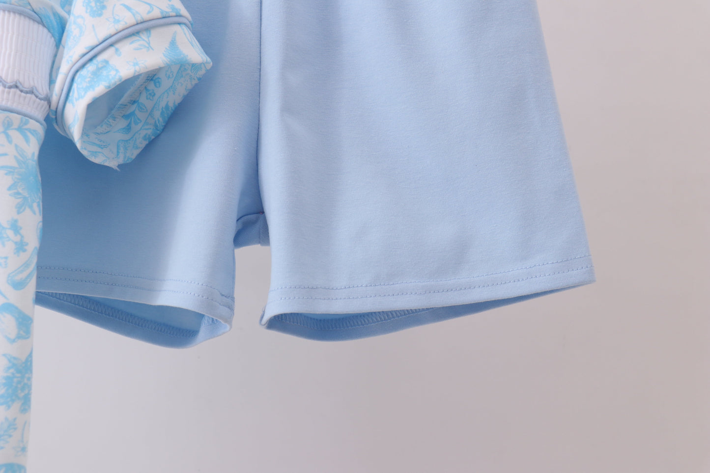 Blue bunny smocked peter pan collar shorts set - Cloudling Kids Clothing