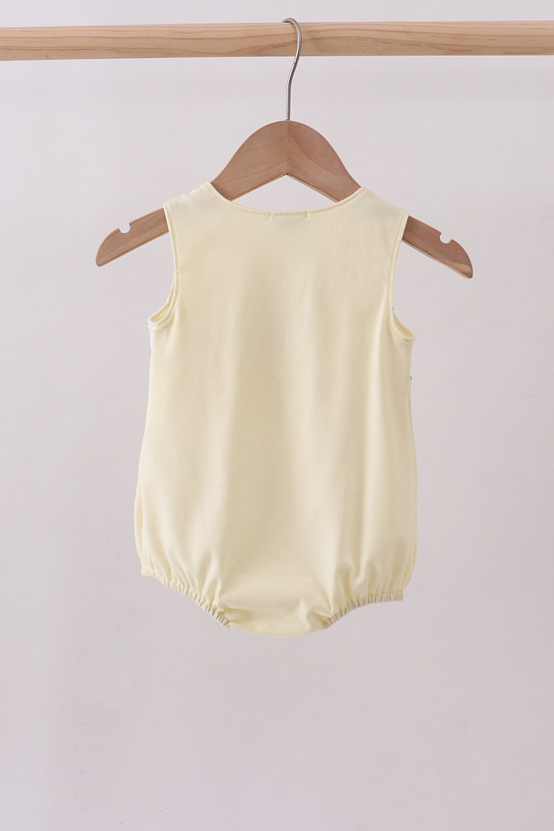 Yellow cross sheep embroidery bubble - Cloudling Kids Clothing