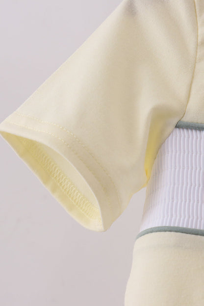 Yellow cross sheep embroidery top - Cloudling Kids Clothing