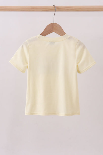 Yellow cross sheep embroidery top - Cloudling Kids Clothing