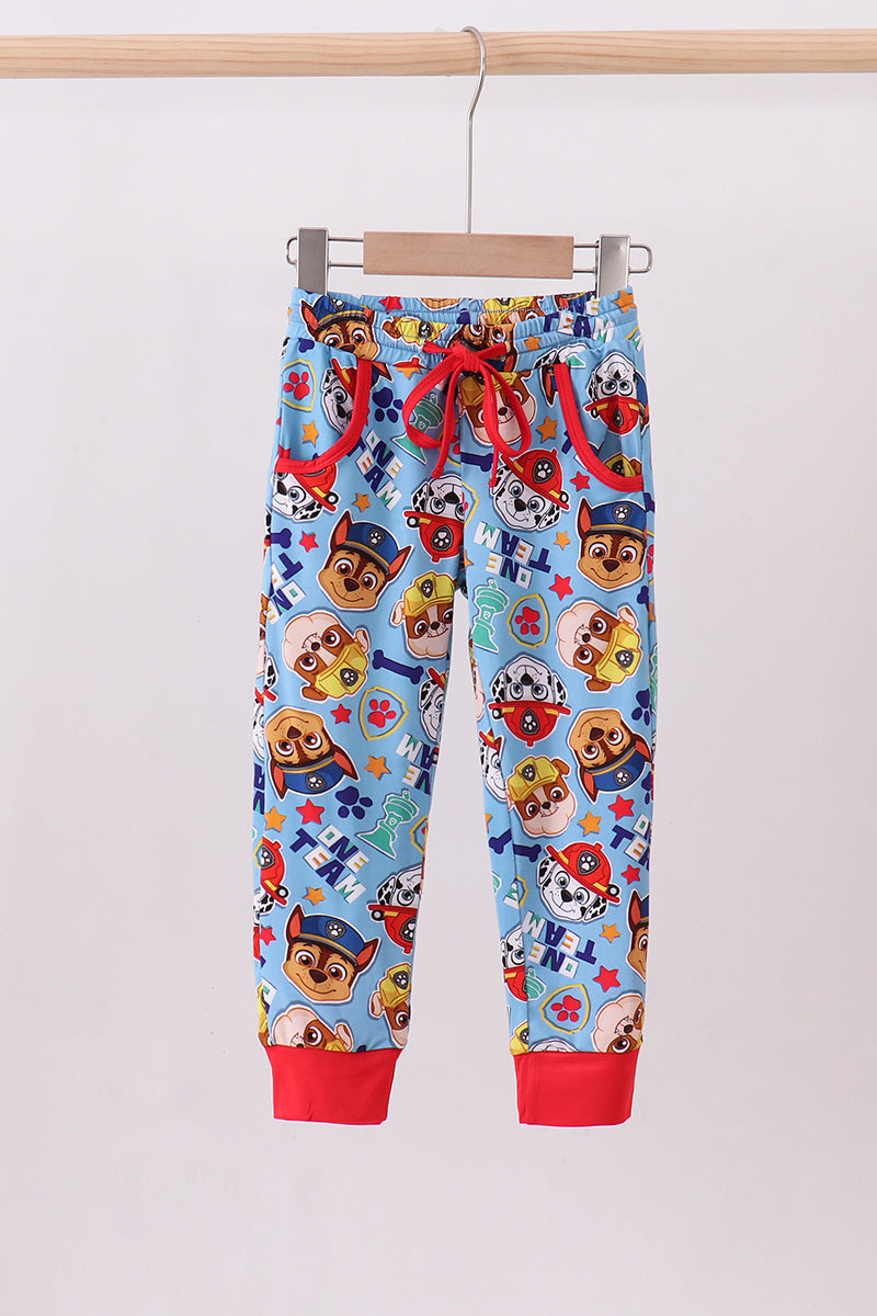 Blue character bamboo pants - Cloudling Kids Clothing