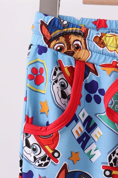 Blue character bamboo pants - Cloudling Kids Clothing