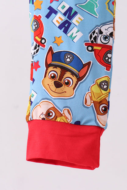 Blue character bamboo pants - Cloudling Kids Clothing